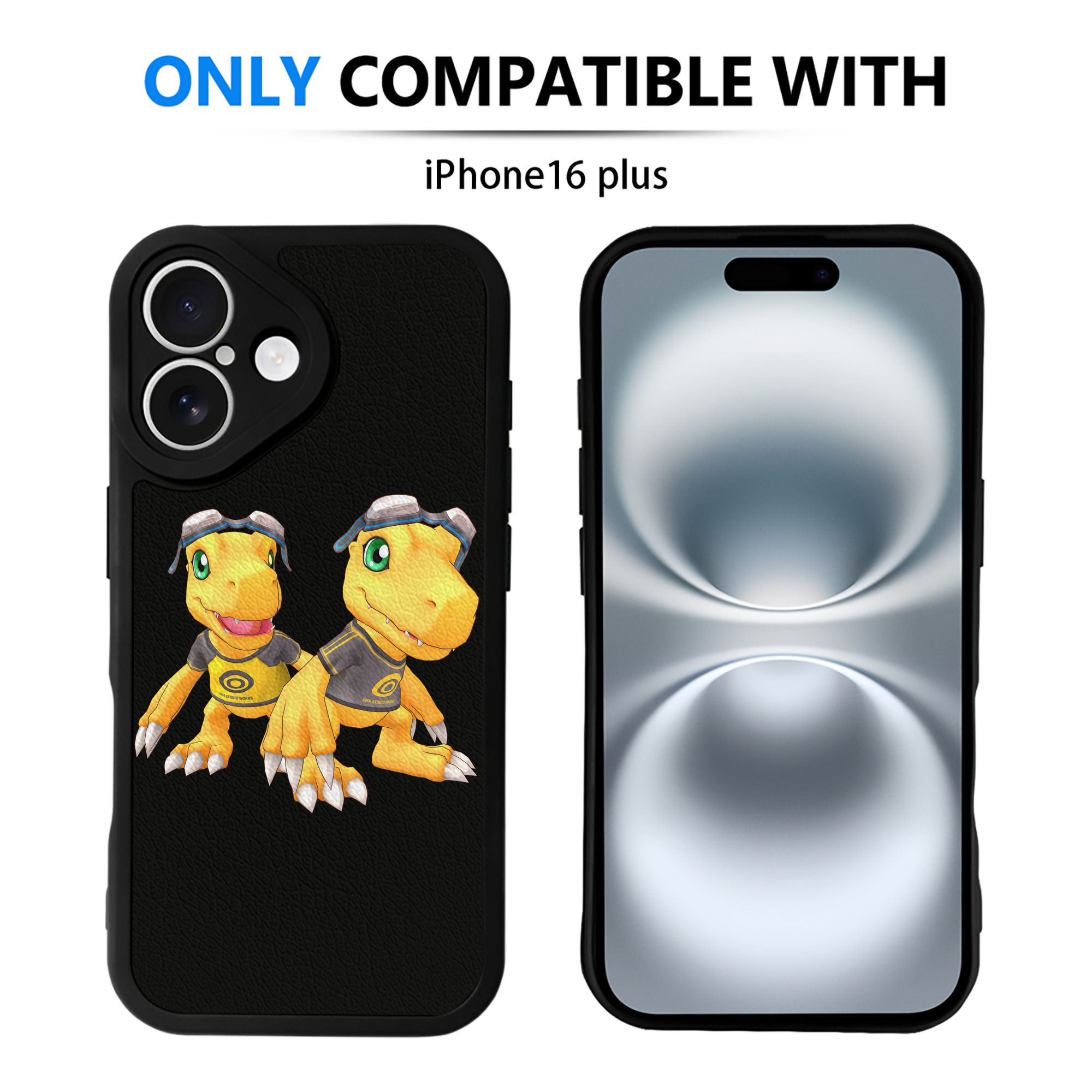 （画像用） Digimon デジタルモンスター/デジモン 【iPhone 16シリーズ対応】シリコンスマホケース（レザー調） 材質：シリコン